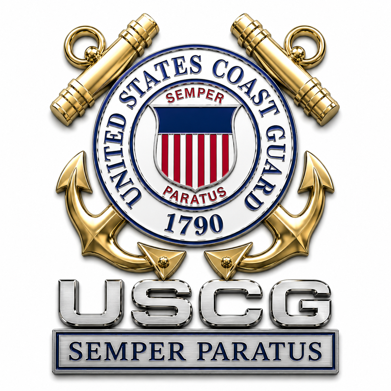 U.S. Coast Guard Semper Paratus Metal Vehicle Badge