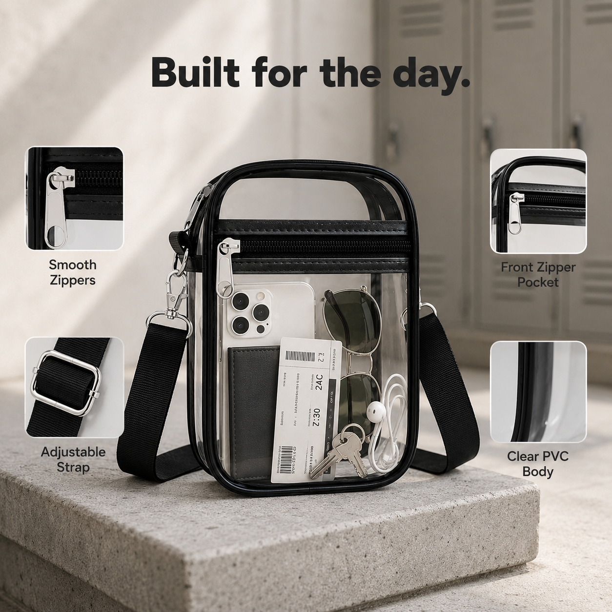 🔥 Game Day Essential Sale - 🎟️ Clear PVC Stadium Crossbody Bag for Concerts, Sports & Events 🏟️