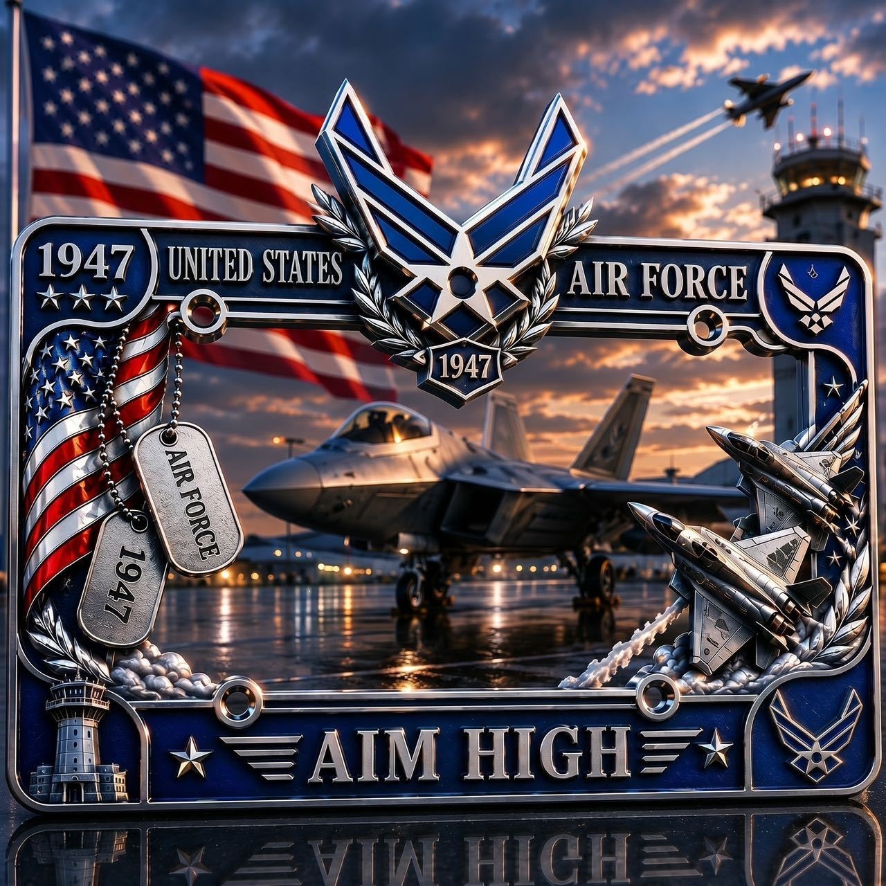 🔥 Last Day 49% OFF - U.S. Air Force “Aim High” License Plate Frame ✈️
