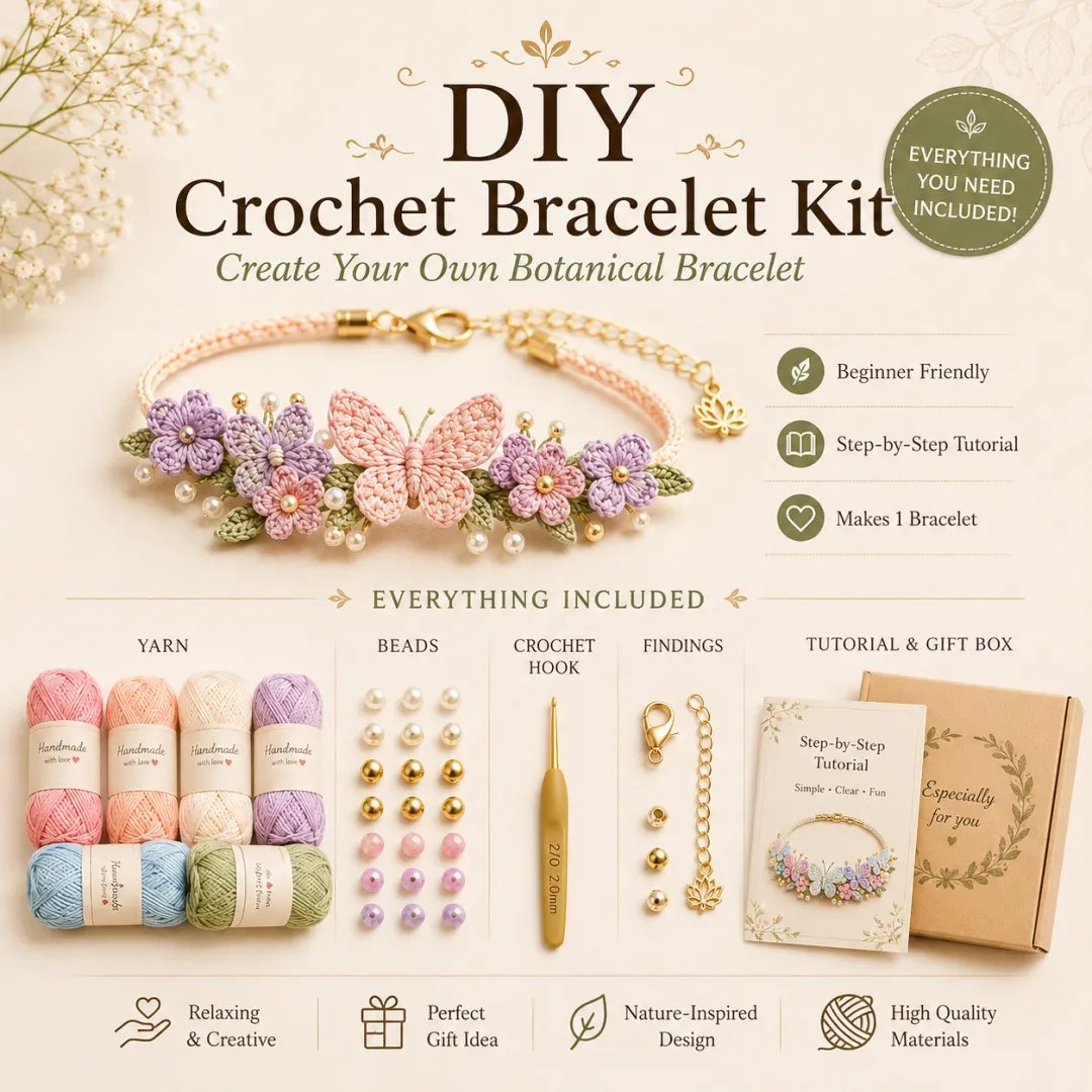 DIY Nature-Inspired Crochet Bracelet Kit