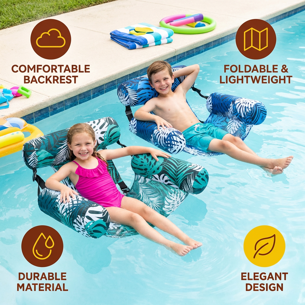 Inflatable Pool Hammock with Backrest – Foldable Water Lounge