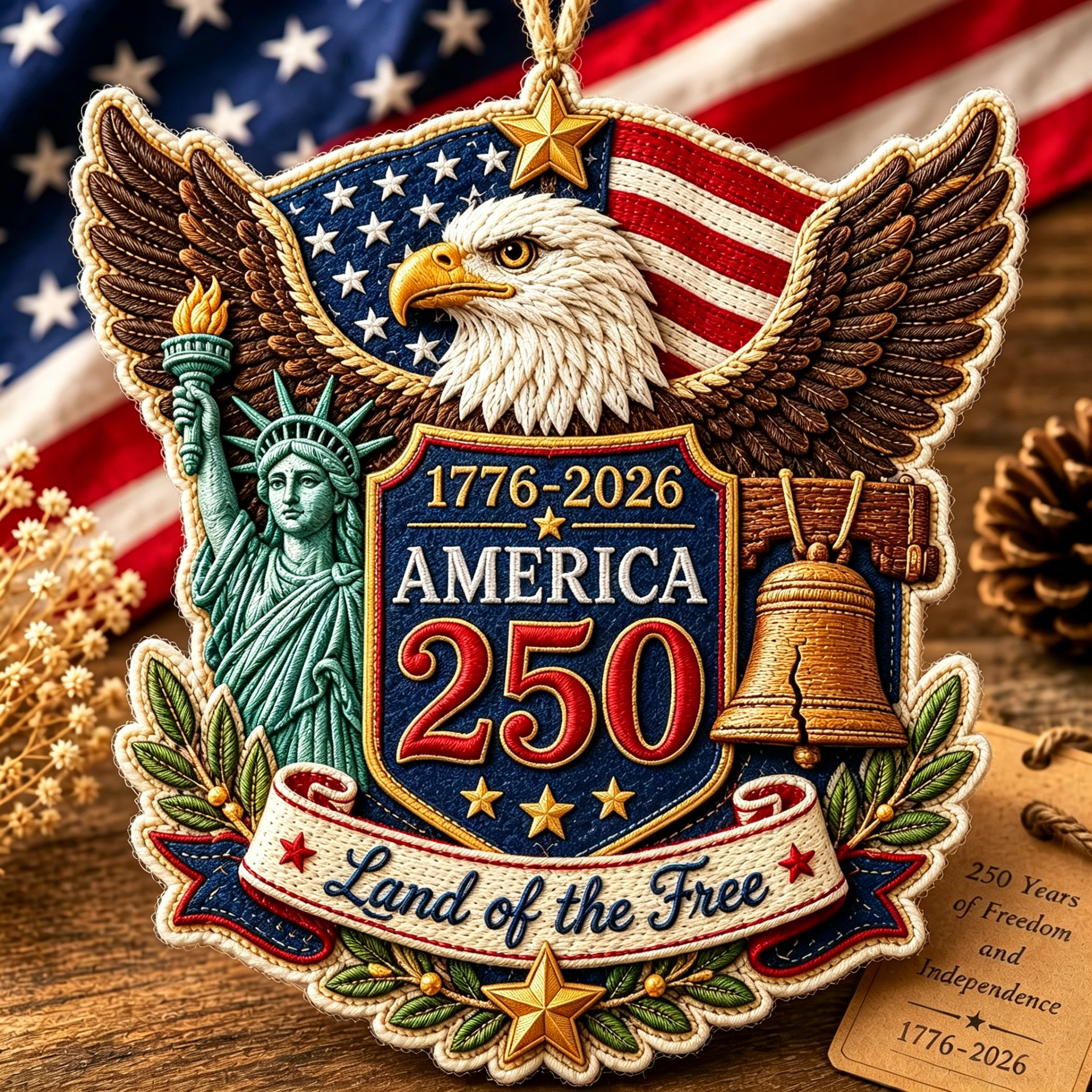 Handmade America 250 Heart Ornament