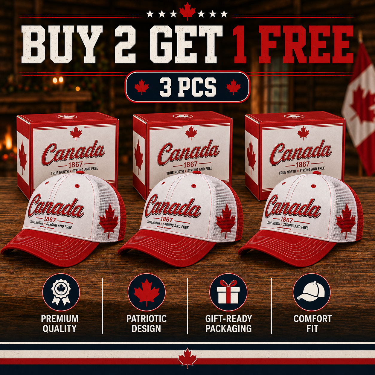 🔥Canada Day Sale - Canada 1867 “True North” Patriotic Trucker Cap