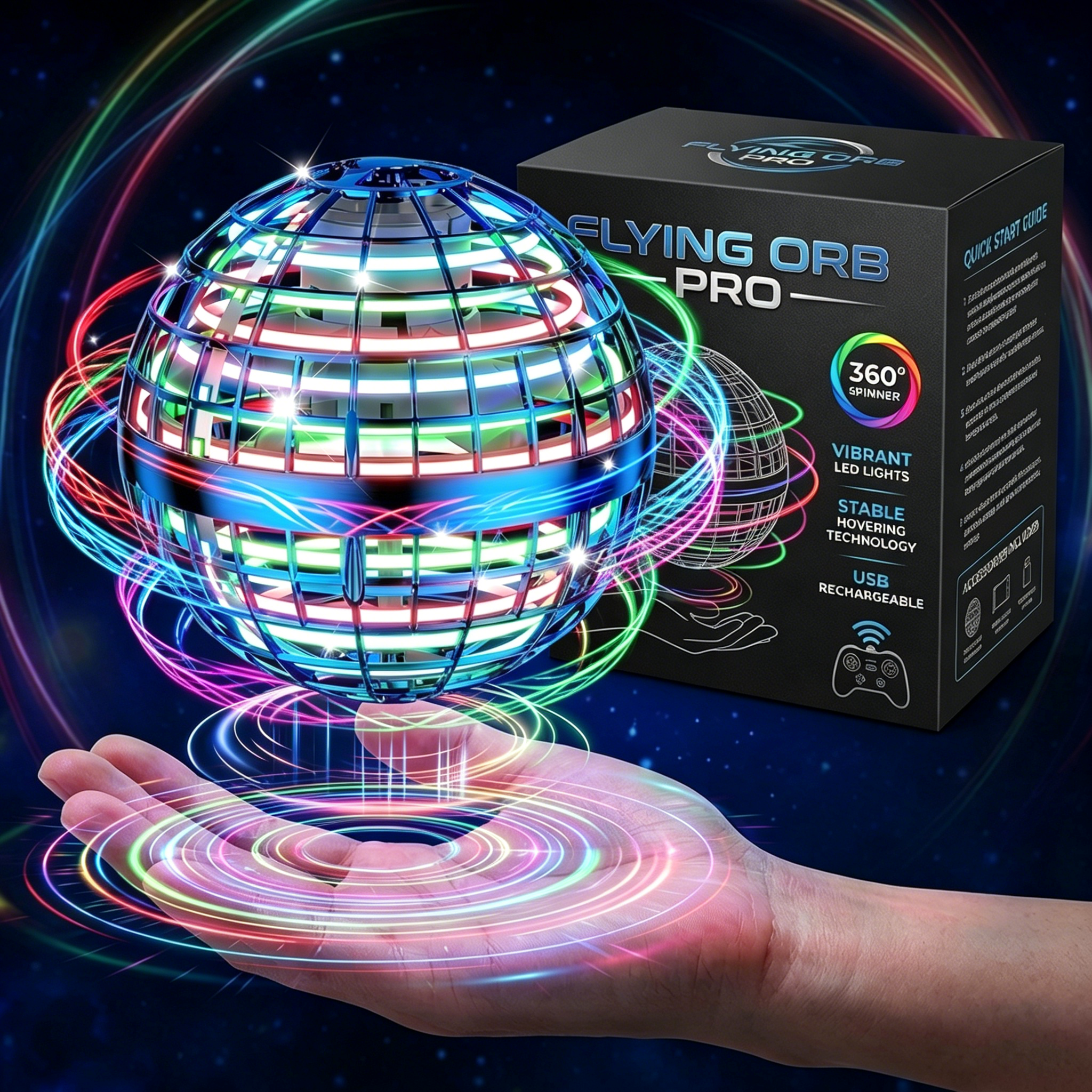 🛸 Hottest Cosmic Fly Orb Ball - Boomerang Hover & Galaxy Spin Effect Drone Toy, Outdoor Fun Gift