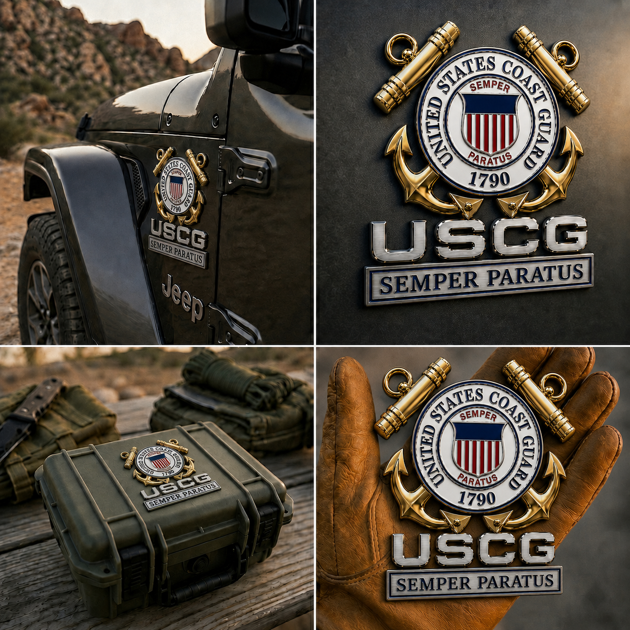 U.S. Coast Guard Semper Paratus Metal Vehicle Badge