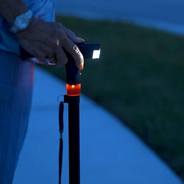 Smart Easy Up Dual-Handle Walking Cane - Adjustable Support with LED Light - SOS Alarm