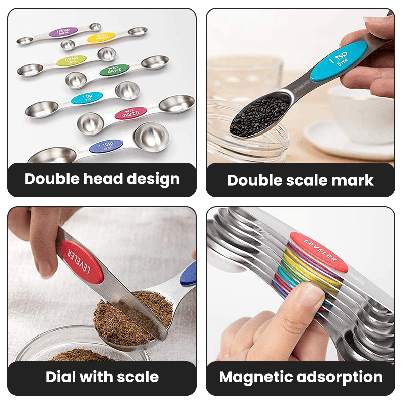 🔥LAST DAY 49% OFF - ⚡50K+ SOLD - Stainless Steel Magnetic Measuring Spoons Set