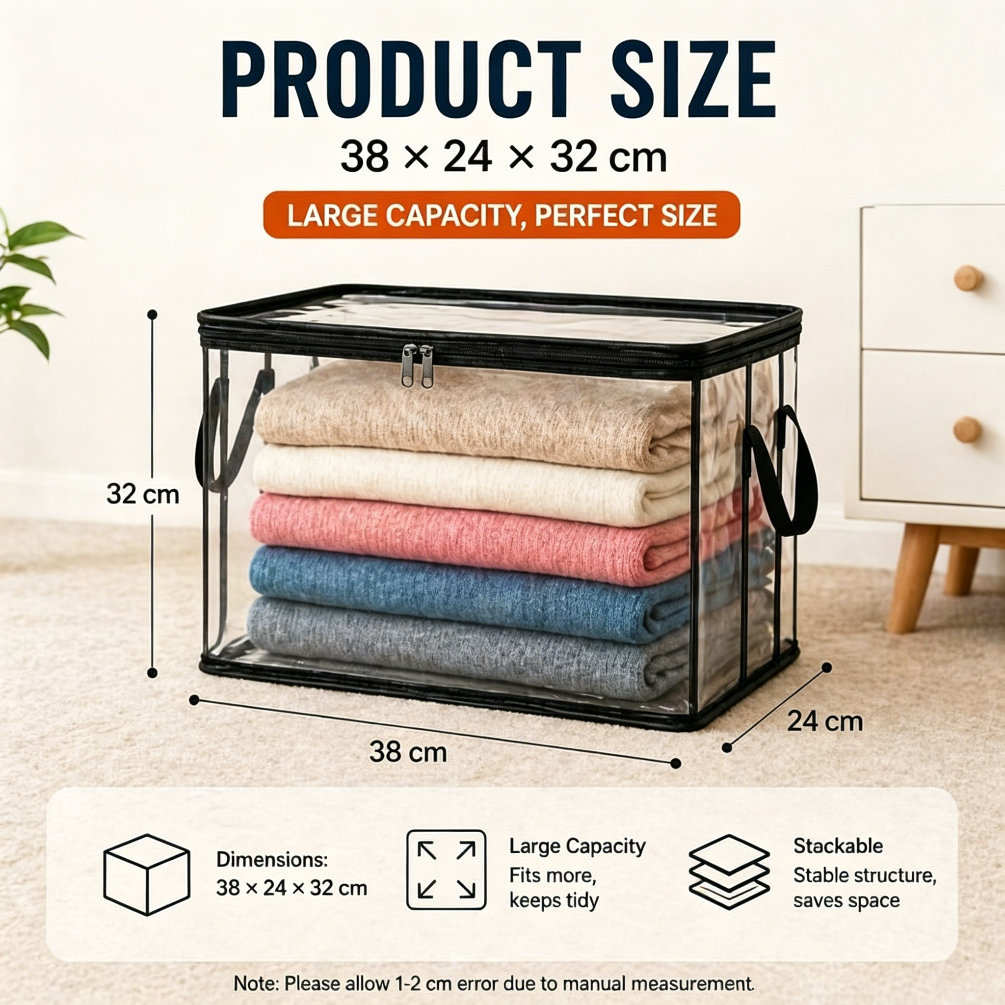 Large Heavy-Duty Thick Plastic Clear Storage Bag for Clothes, Moving & Storage