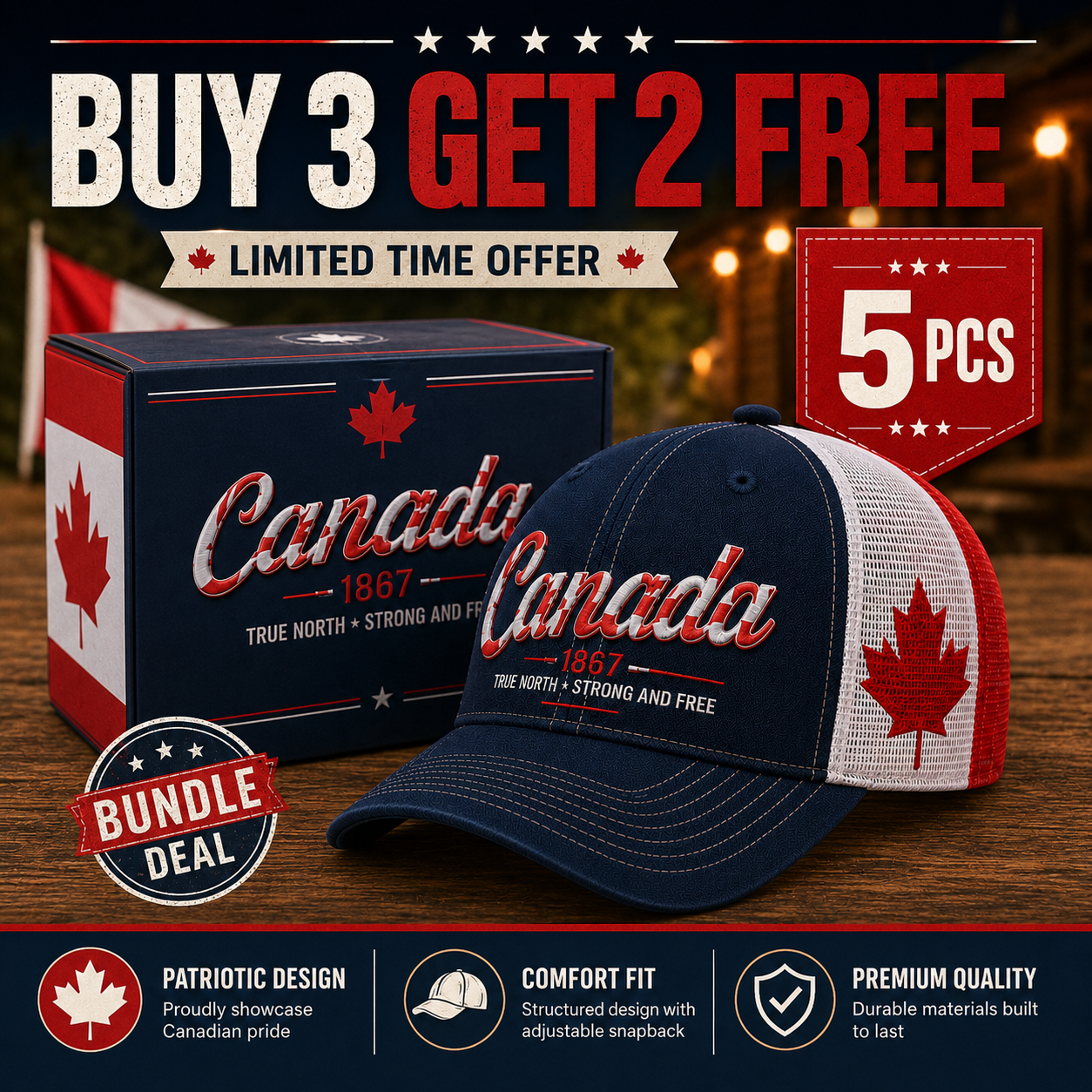 Canada Day Sale - Canada 1867 “True North” Patriotic Trucker Cap