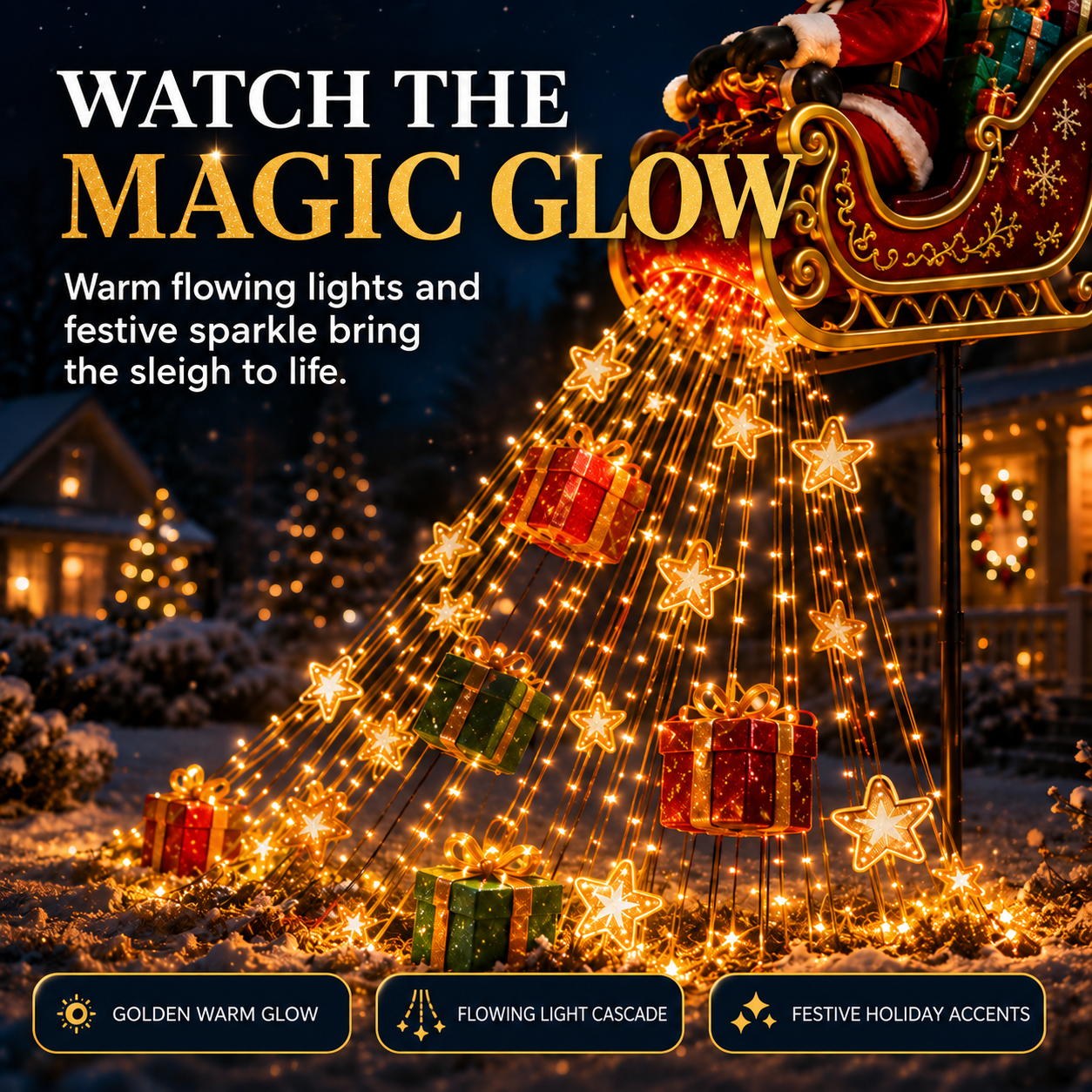 🎅✨ 2026 New Santa’s Flying Sleigh Solar Christmas Garden Light