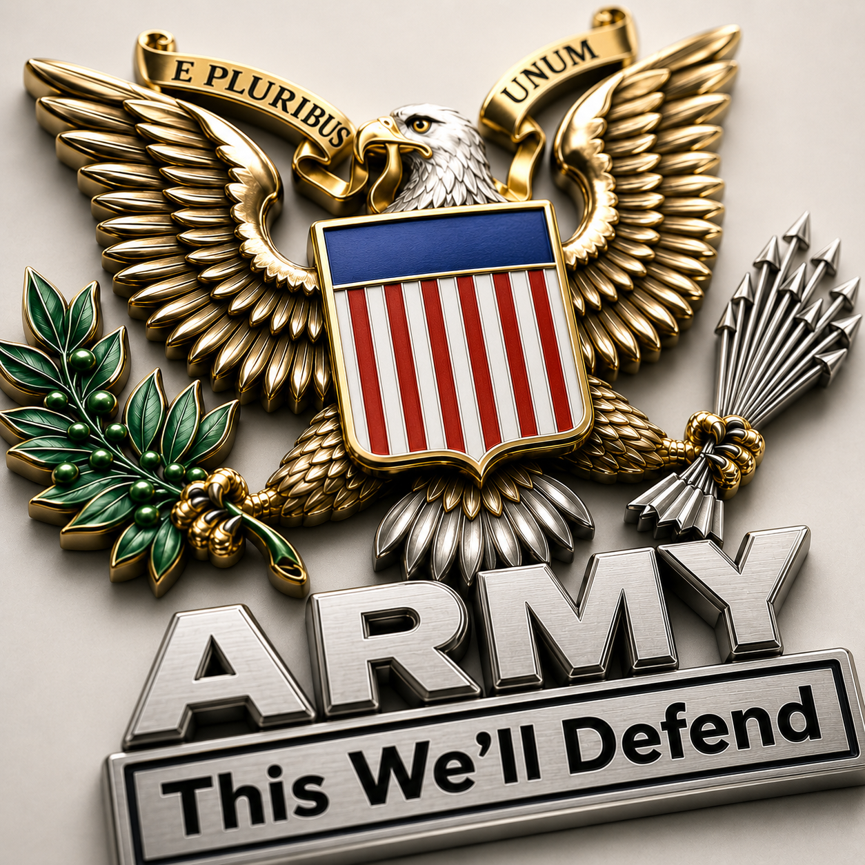 U.S. Army “This We’ll Defend” Metal Vehicle Badge