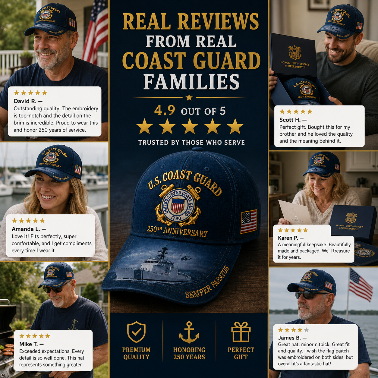 🔥 Father’s Day Sale - ❤️ U.S. Coast Guard America's 250th  Anniversary  Edition Commemorative Embroidered Cap 🇺🇸