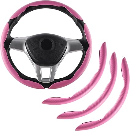 Carbon Fiber Silicone Anti-Slip Car Steering Wheel Cover Universal Fit