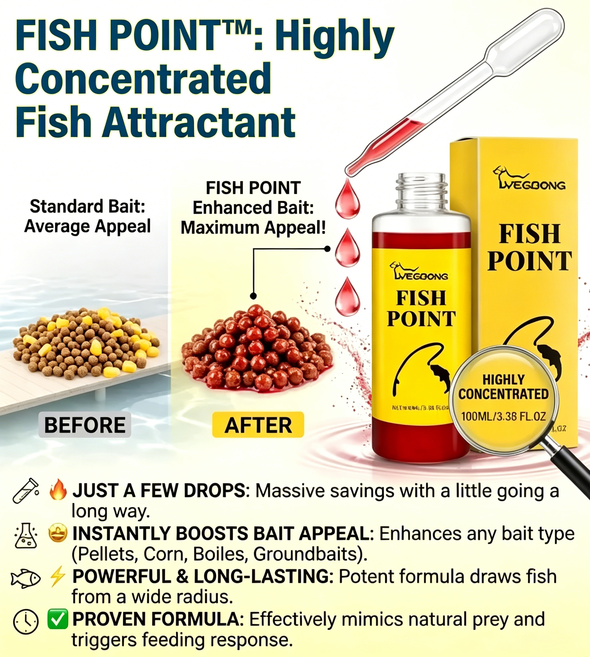 🎣 Concentrated Fish Attractant Liquid – 🐟Fast-Acting Red Worm Formula -- Buy 2 Free