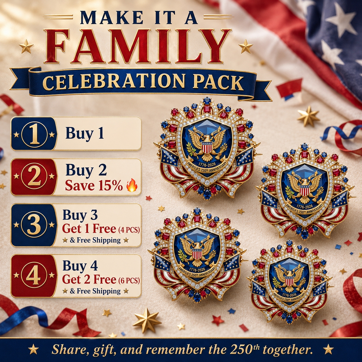 America’s 250th Anniversary Eagle Brooch