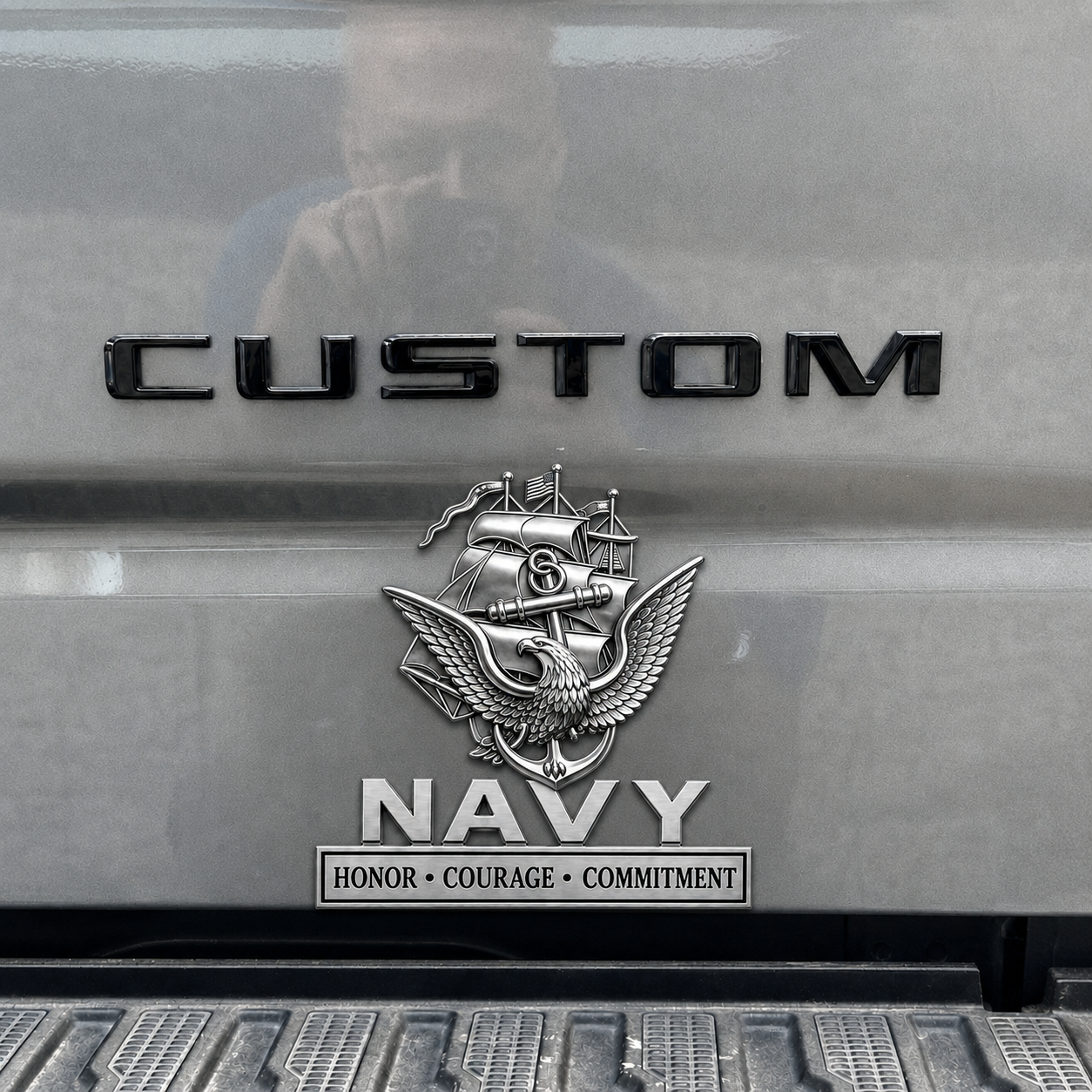 U.S. Navy "Core Values" Metal Vehicle Badge