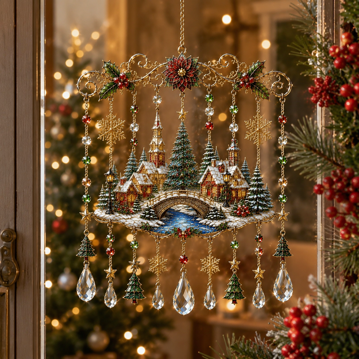 🔥Last Day 49% OFF - Handmade Christmas Stained Glass Window Hanging
