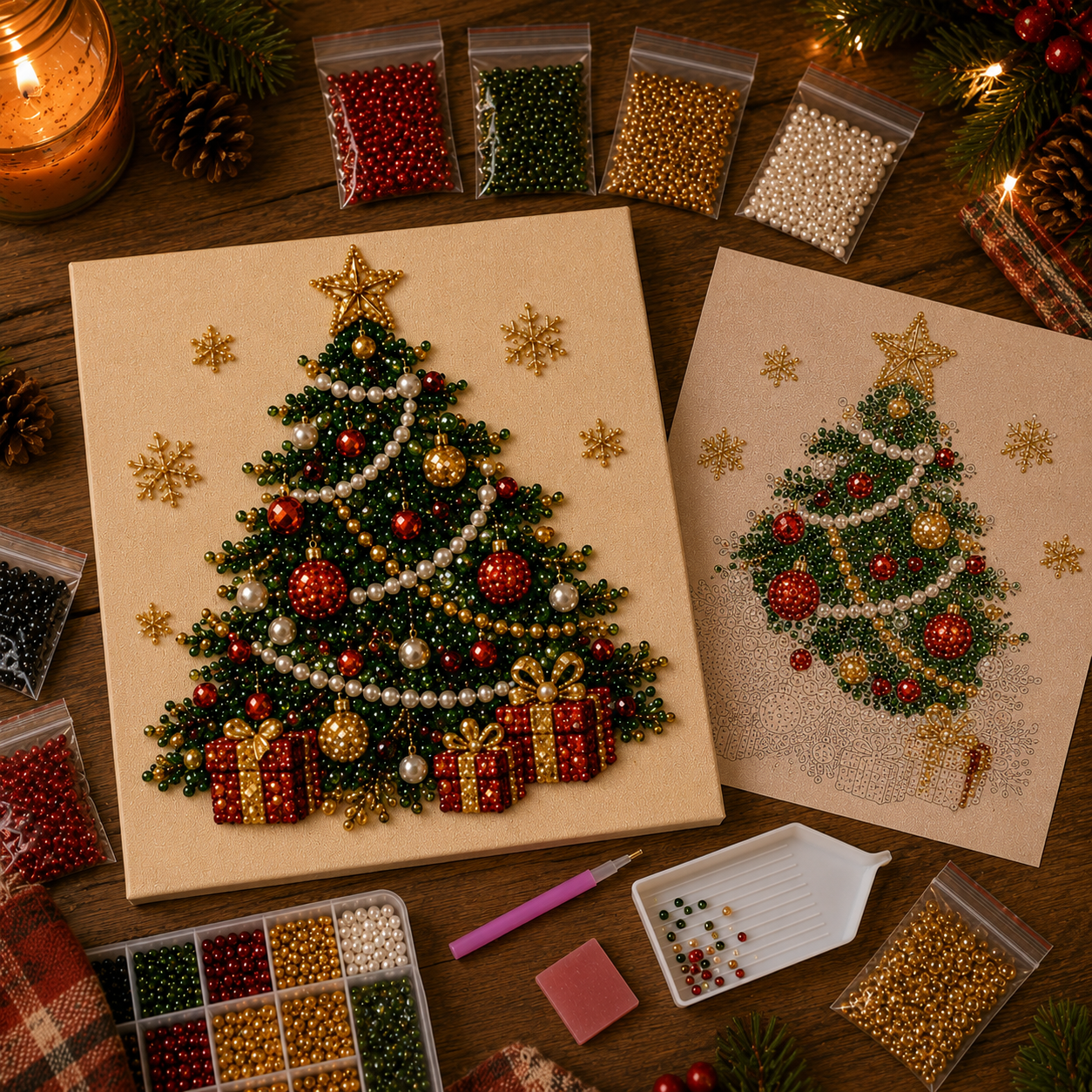 🧘Relaxing & Beginner-Friendly - 🎨💎DIY Christmas Pearl Diamond Painting Art Kit