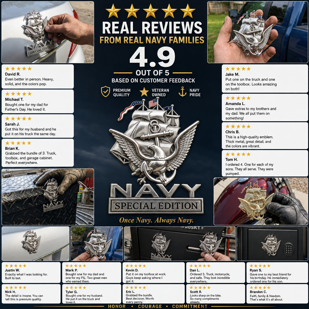 U.S. Navy Special Edition Metal Vehicle Badge