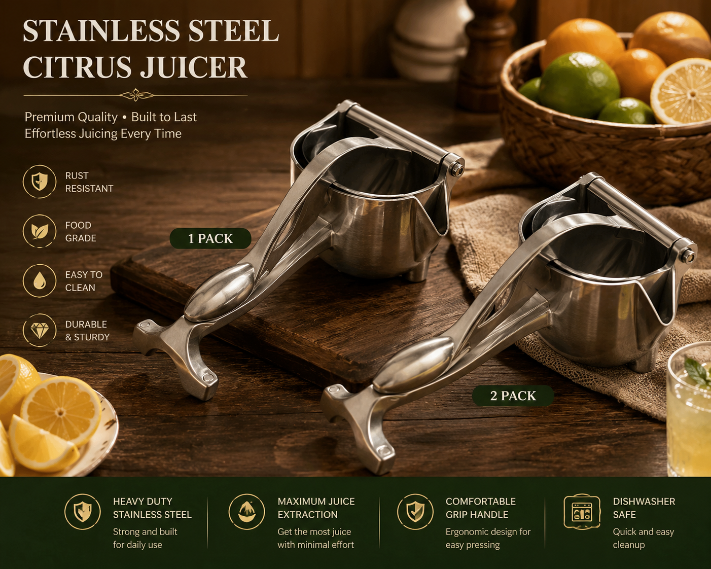 💥 Last Day 49% OFF – 🔥Stainless Steel Manual Fruit Juice Press