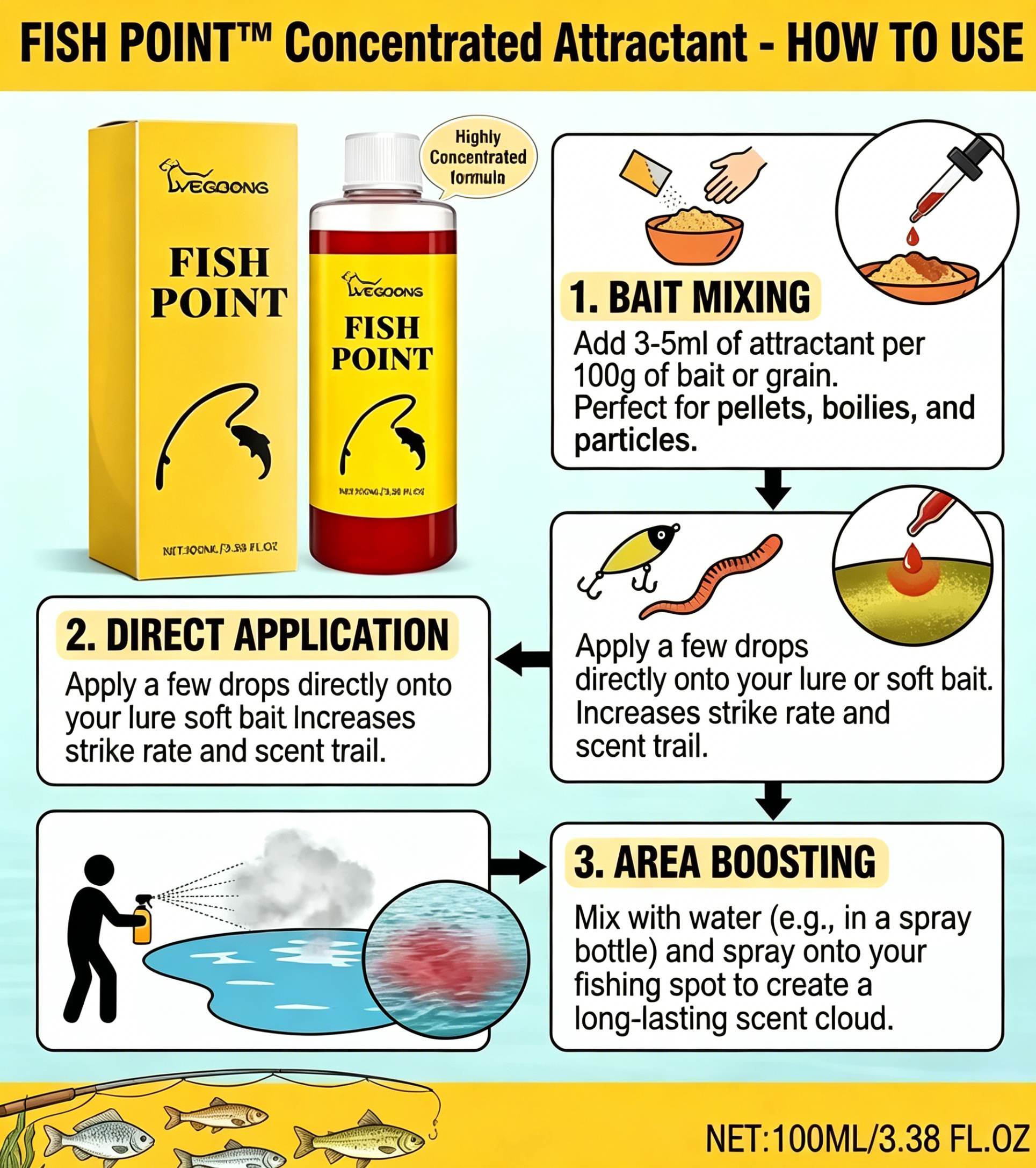 🎣 Concentrated Fish Attractant Liquid – 🐟Fast-Acting Red Worm Formula