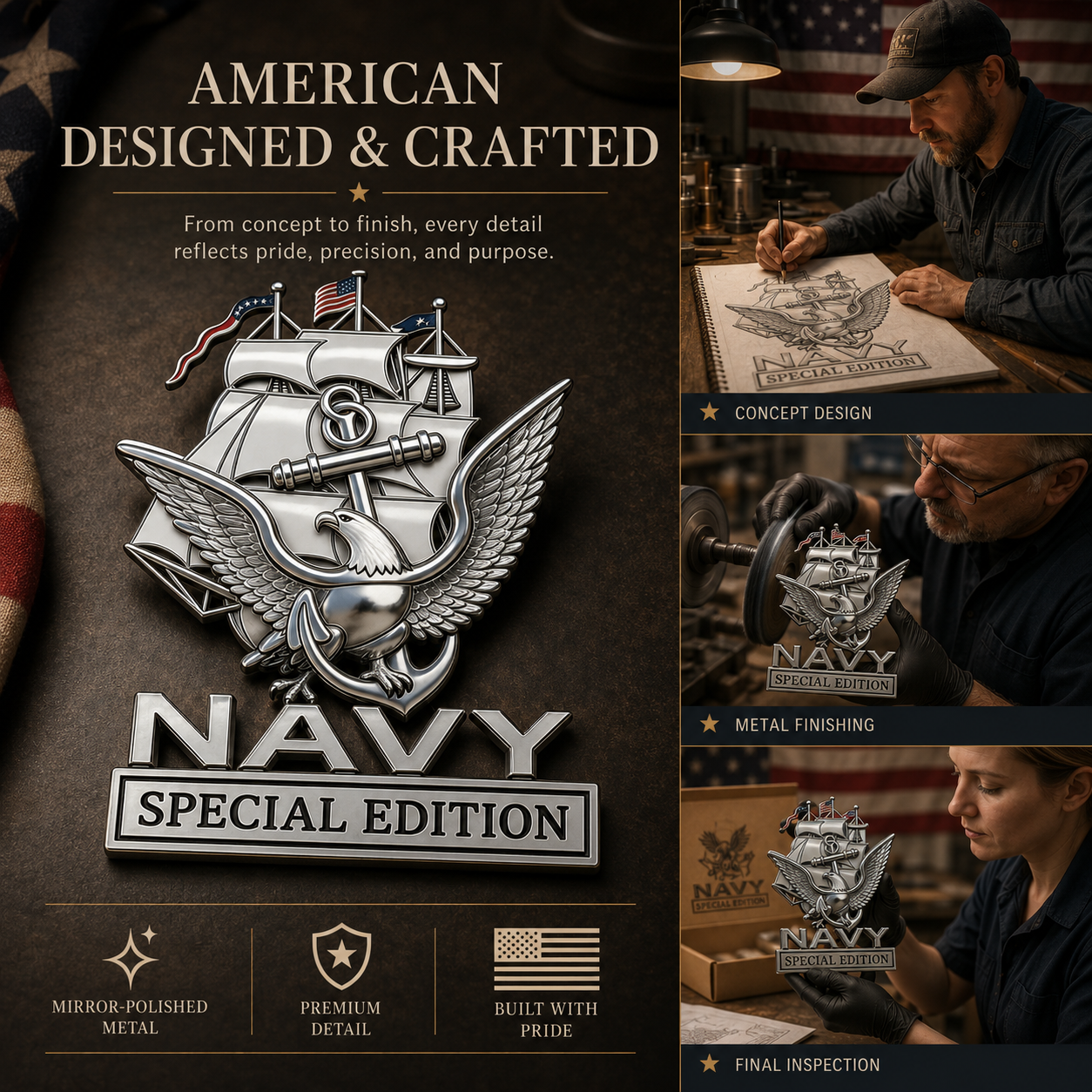 U.S. Navy Special Edition Metal Vehicle Badge