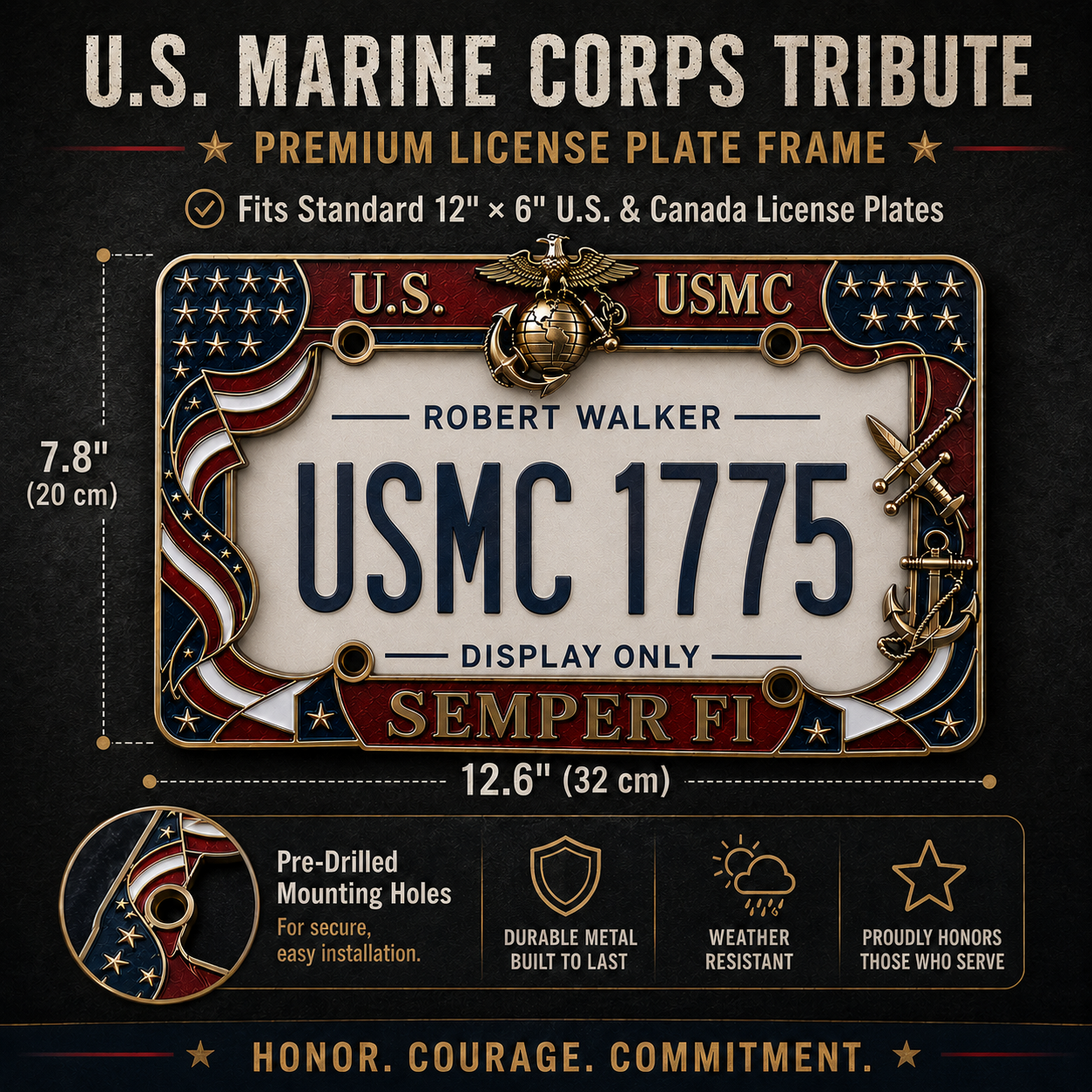 🔥LAST DAY 49% OFF- U.S. Marine Corps Semper Fi License Plate Frame