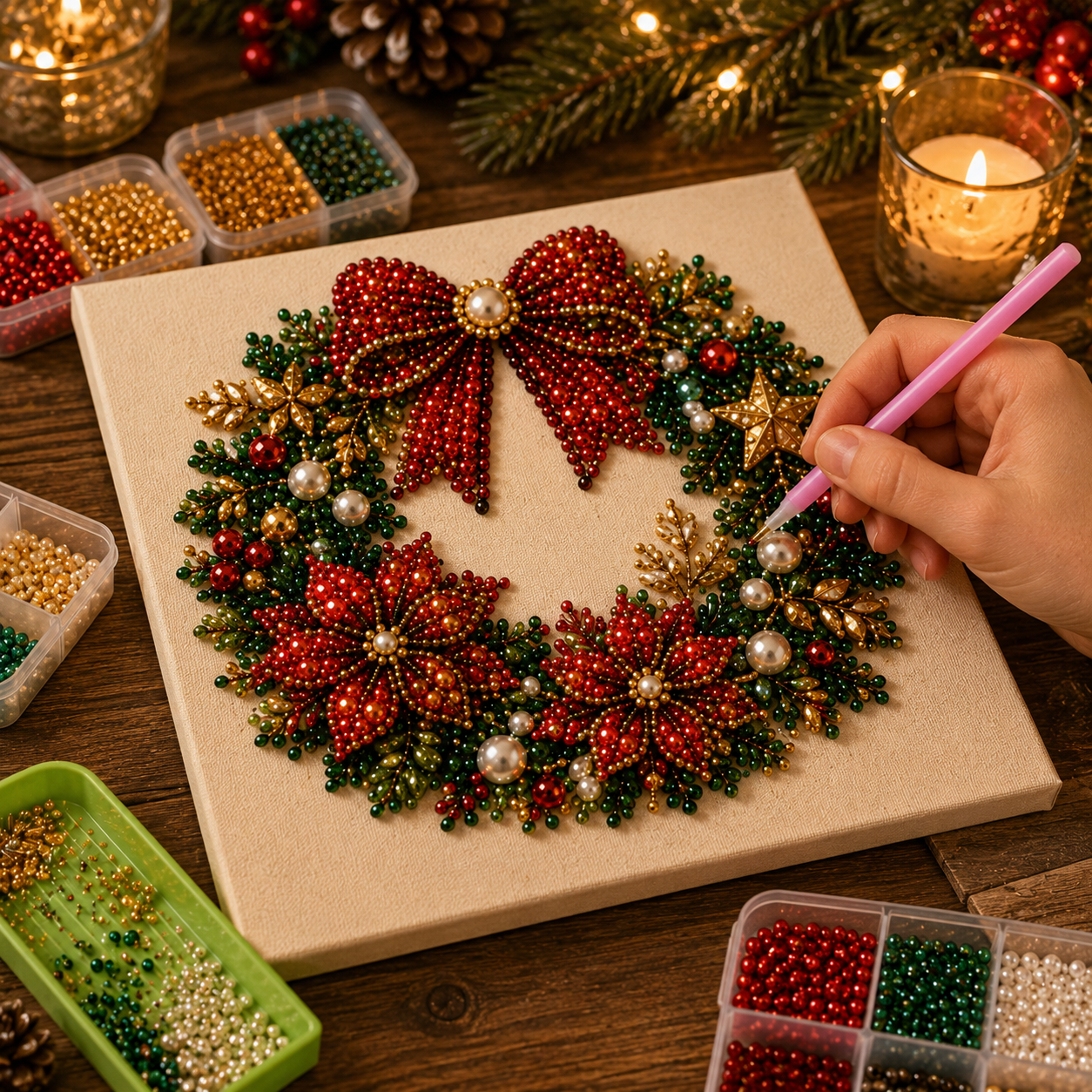 🧘Relaxing & Beginner-Friendly - 🎨💎DIY Christmas Pearl Diamond Painting Art Kit