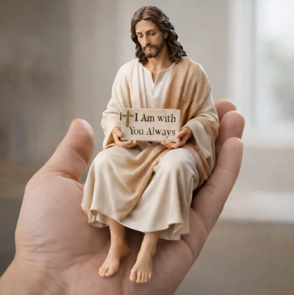 Hand-Painted Resin Jesus Figurine ~ A Daily Reminder You Are Never Alone.