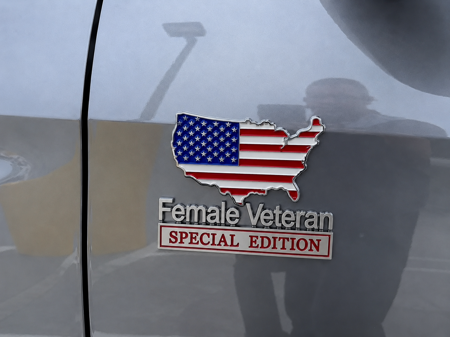 Female Veteran Special Edition Metal Vehicle Badge