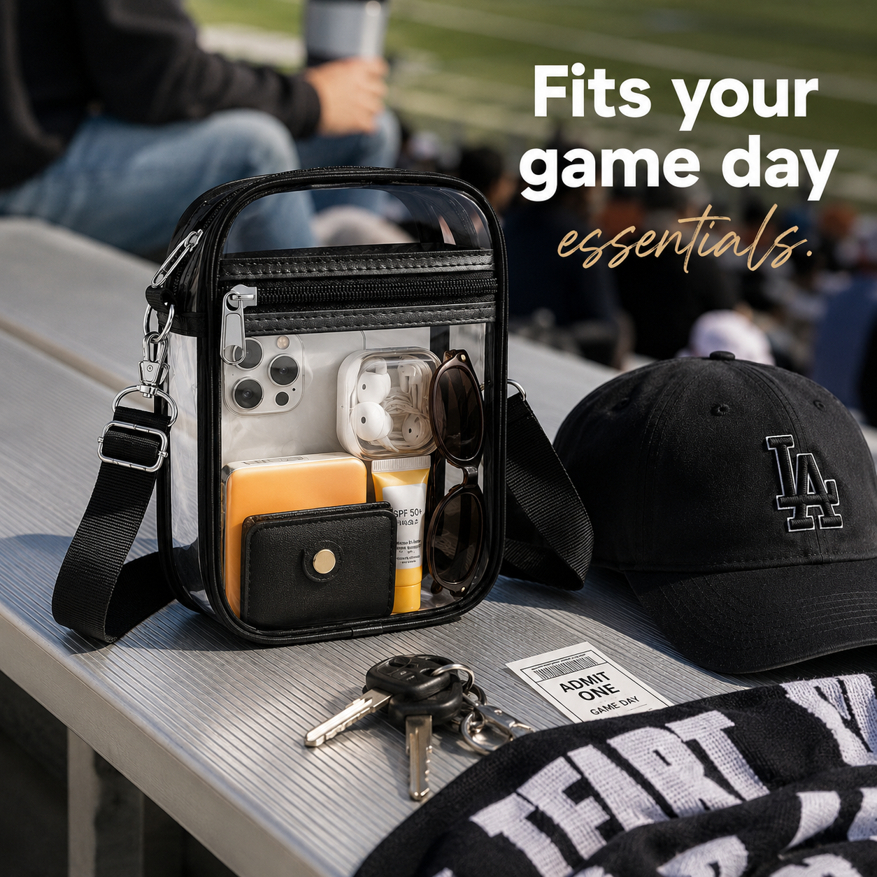 🔥 Game Day Essential Sale - 🎟️ Clear PVC Stadium Crossbody Bag for Concerts, Sports & Events 🏟️