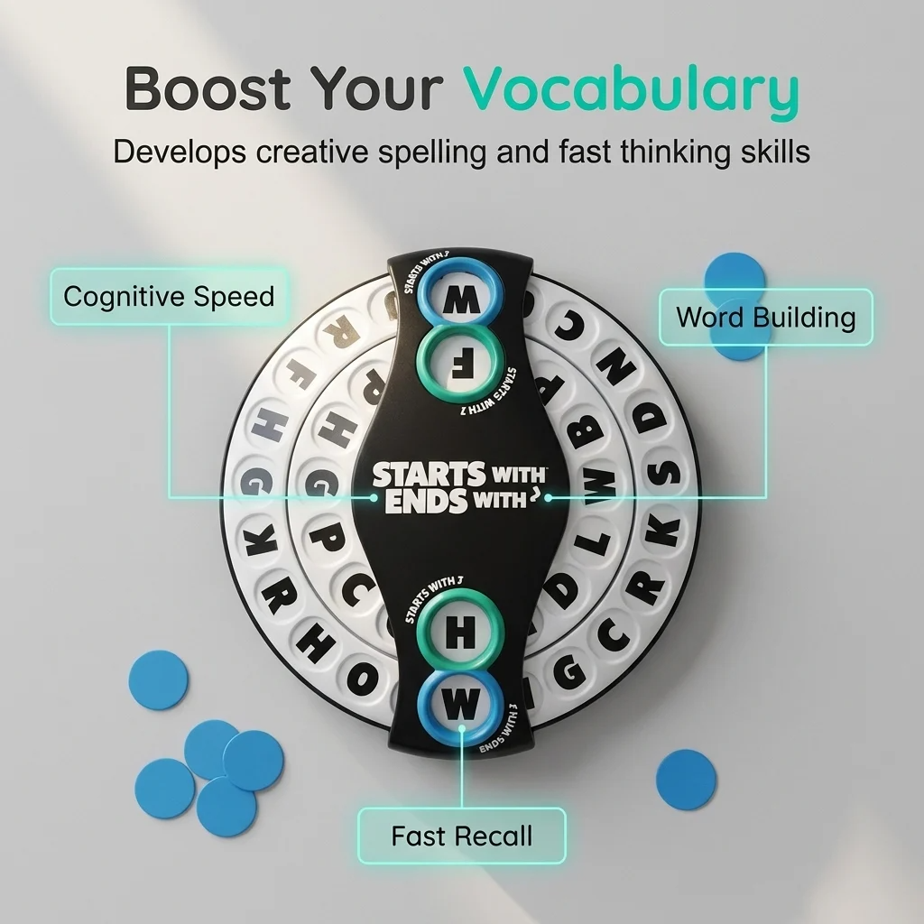Spin & Shout Word Game – Fast-Paced Family Game with Letter Wheels, Spinner Device