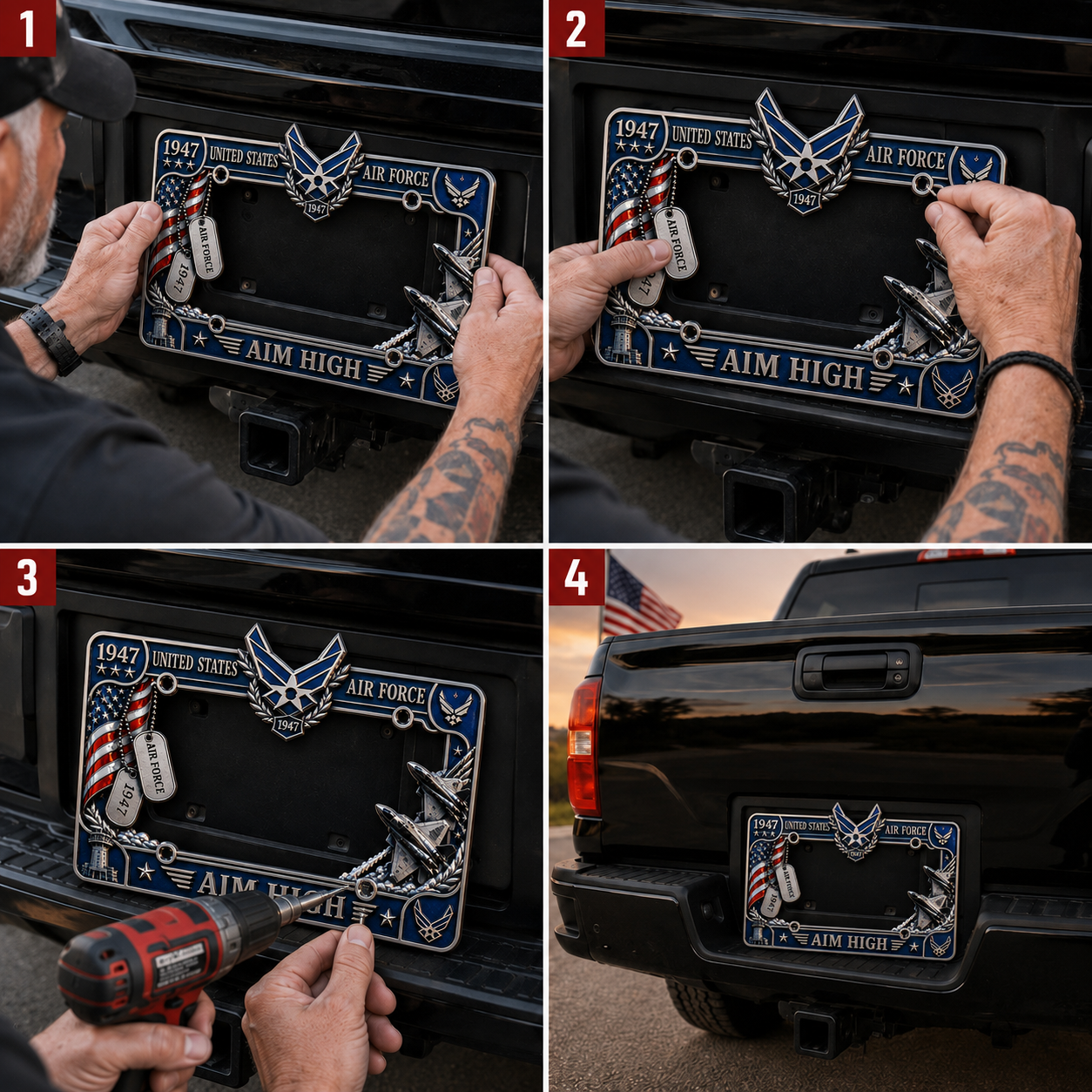🔥 Last Day 49% OFF - U.S. Air Force “Aim High” License Plate Frame ✈️