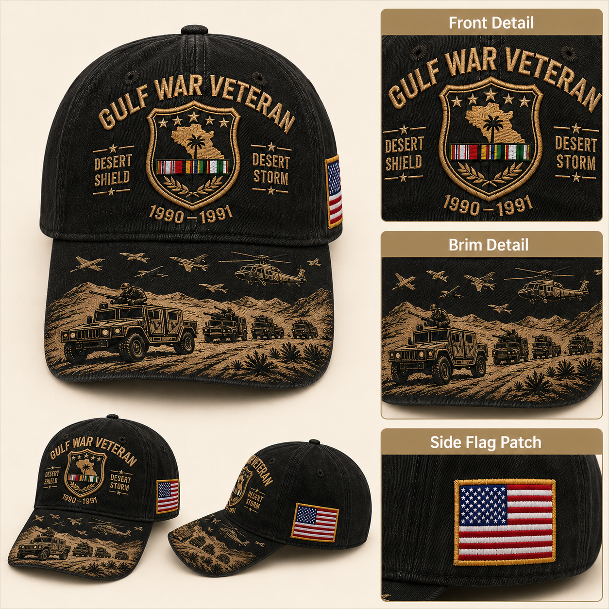 Gulf War Veteran Desert Shield & Desert Storm Commemorative Cap