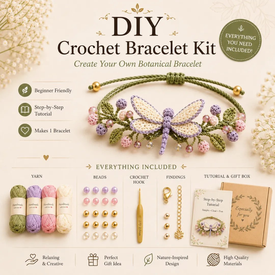 DIY Nature-Inspired Crochet Bracelet Kit