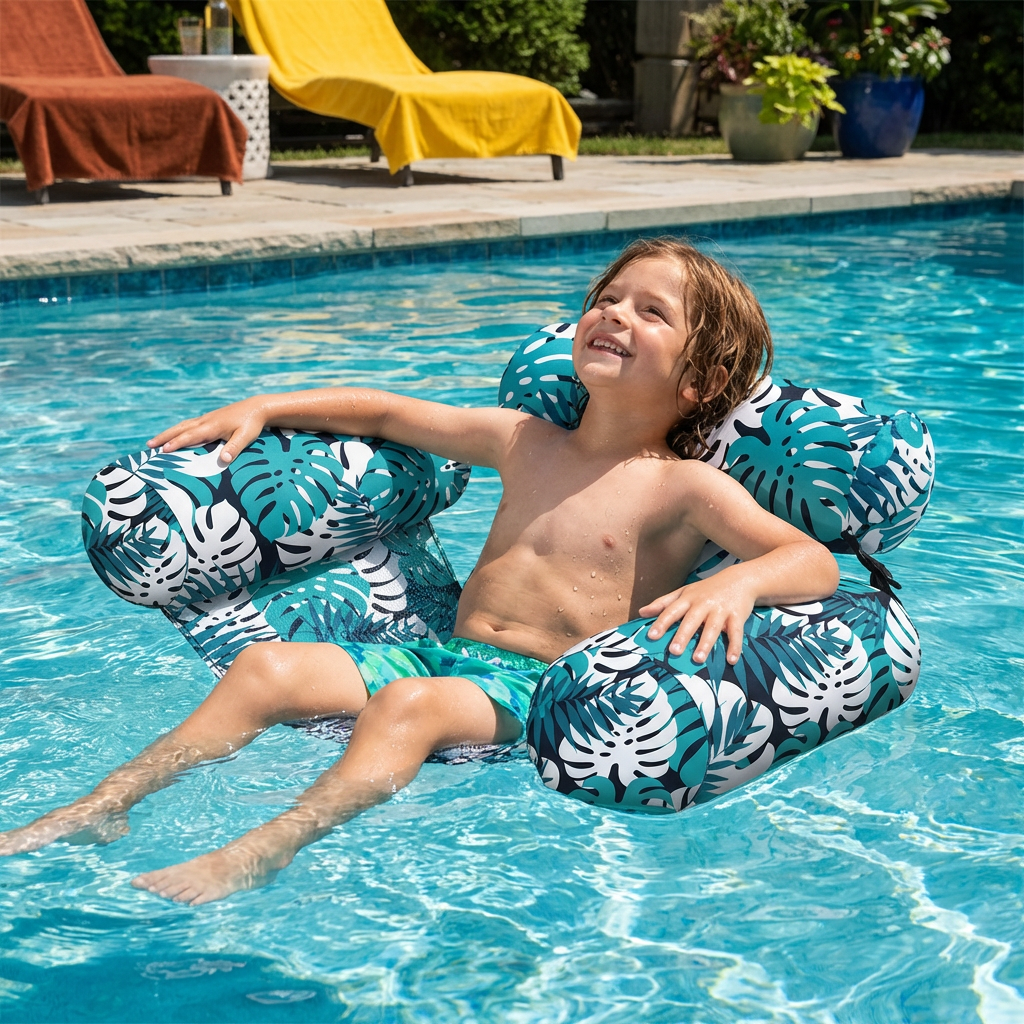 Inflatable Pool Hammock with Backrest – Foldable Water Lounge