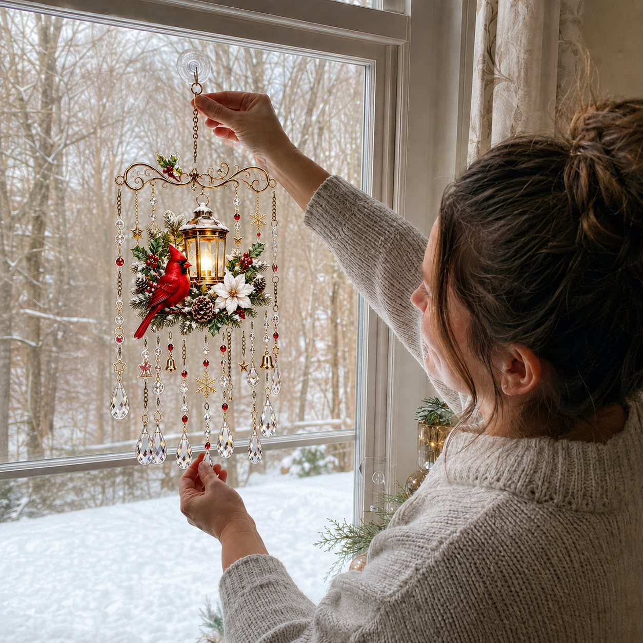 🔥Last Day 49% OFF - Handmade Christmas Stained Glass Window Hanging