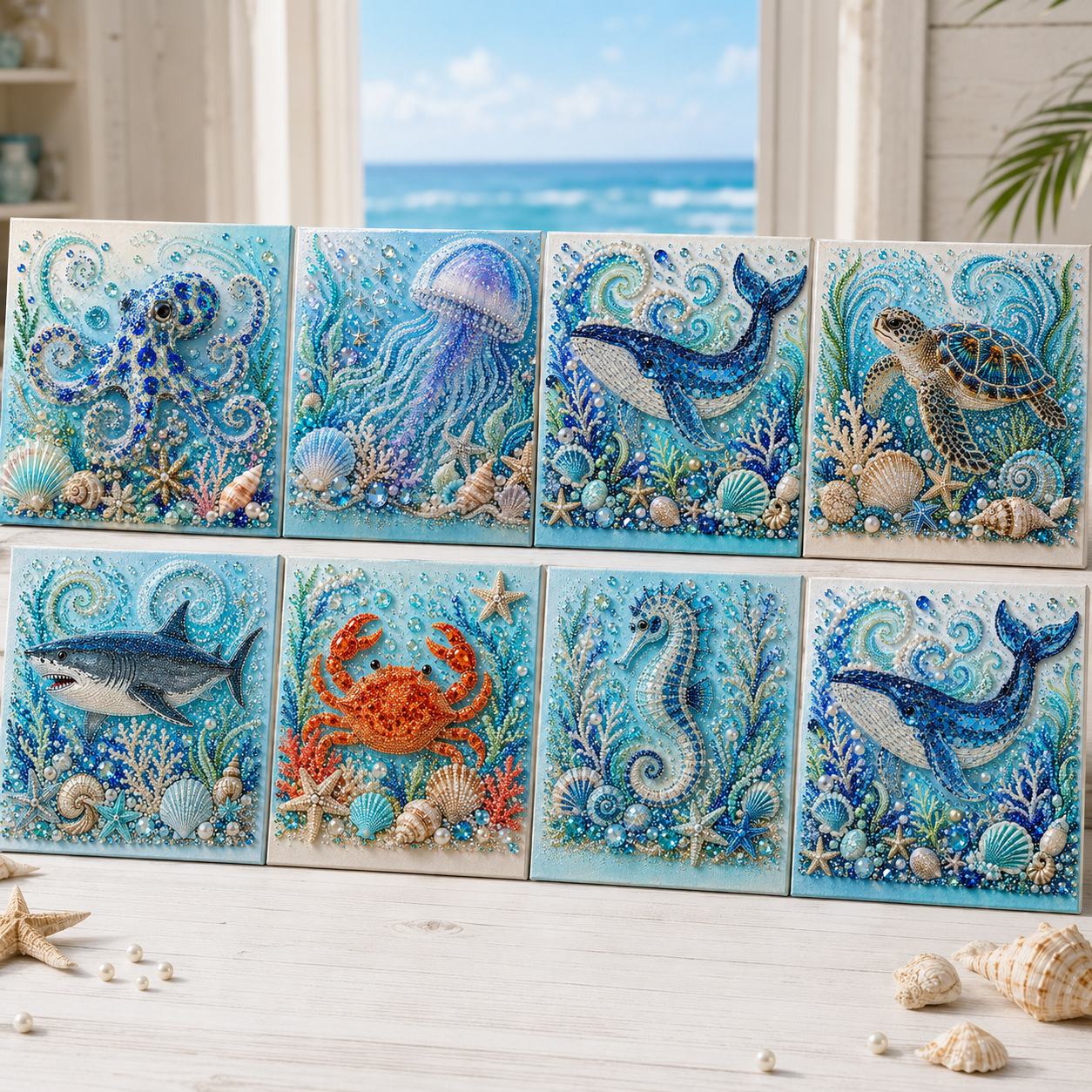 🔥 Last Day 50% OFF - 🌊✨ Ocean Theme Pearl Art DIY Kit – Relaxing DIY Craft to Create Stunning Coastal Artwork