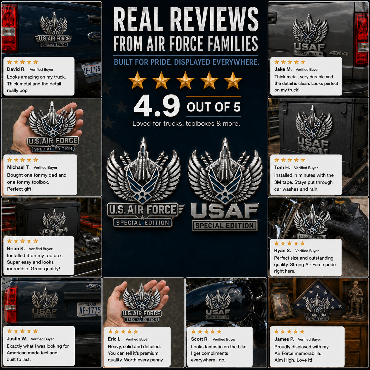 Premium USAF Chrome Emblem – Air Force Vehicle Badge