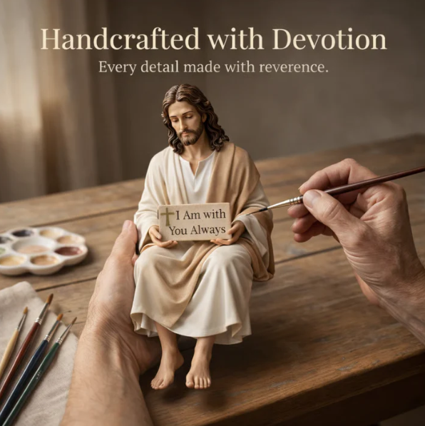Hand-Painted Resin Jesus Figurine ~ A Daily Reminder You Are Never Alone.
