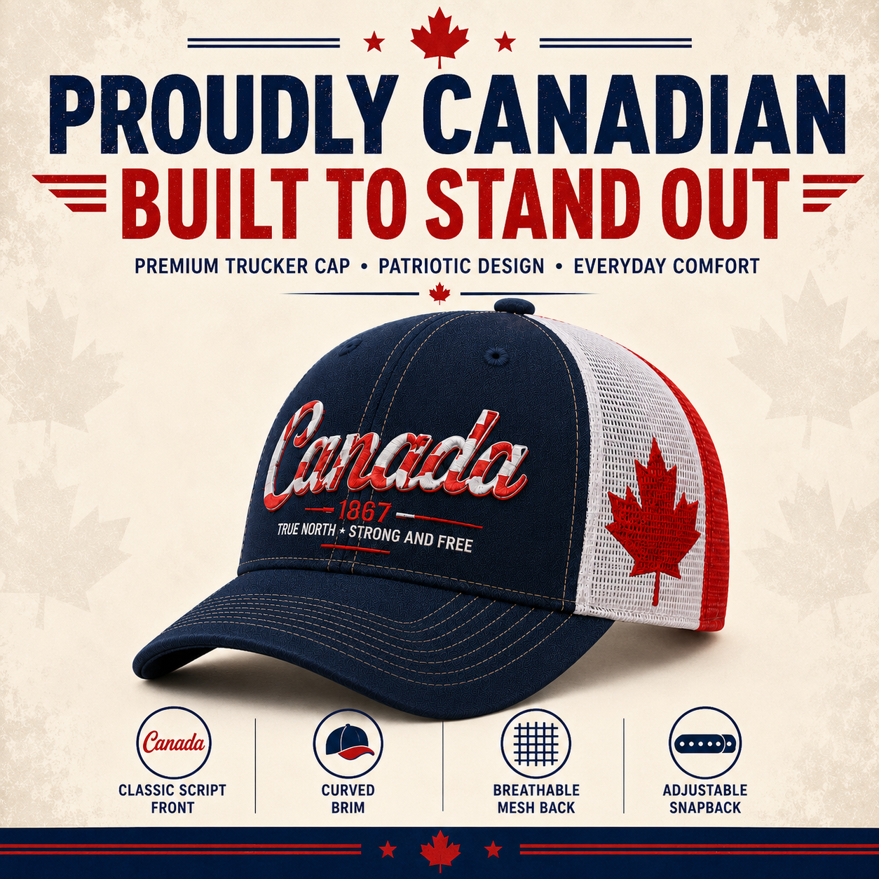 Canada Day Sale - Canada 1867 “True North” Patriotic Trucker Cap