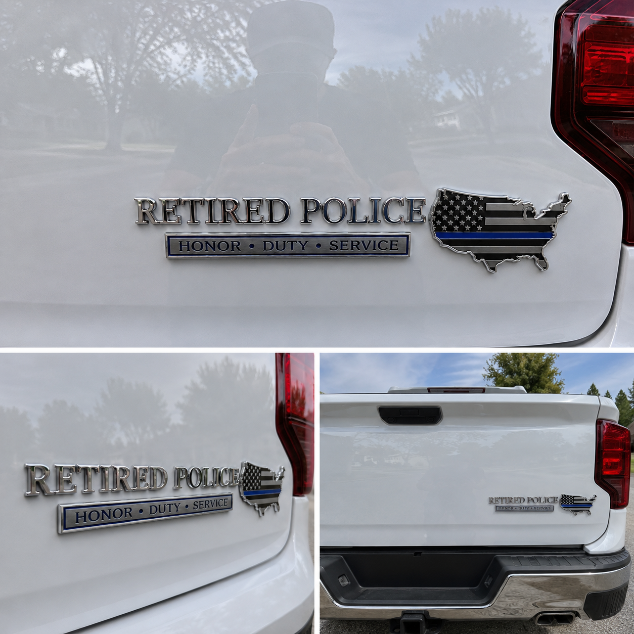 Retired Police Honor Duty Service Car Emblem Metal Badge