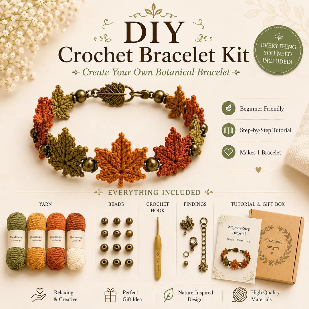 DIY Nature-Inspired Crochet Bracelet Kit