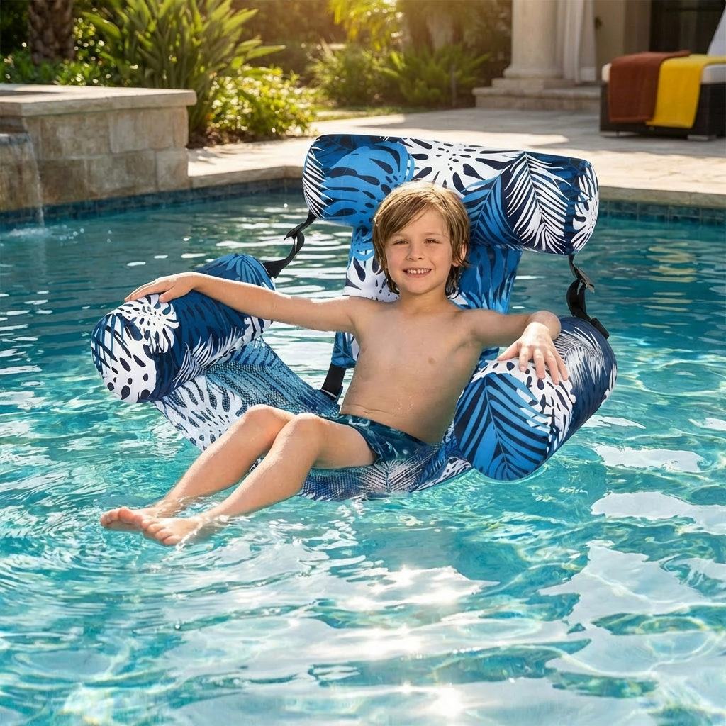Inflatable Pool Hammock with Backrest – Foldable Water Lounge