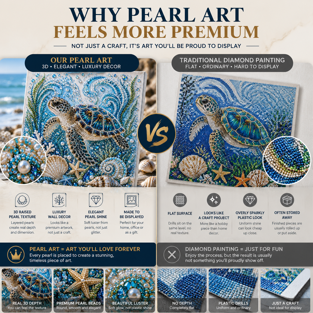 🔥 Last Day 50% OFF - 🌊✨ Ocean Theme Pearl Art DIY Kit – Relaxing DIY Craft to Create Stunning Coastal Artwork