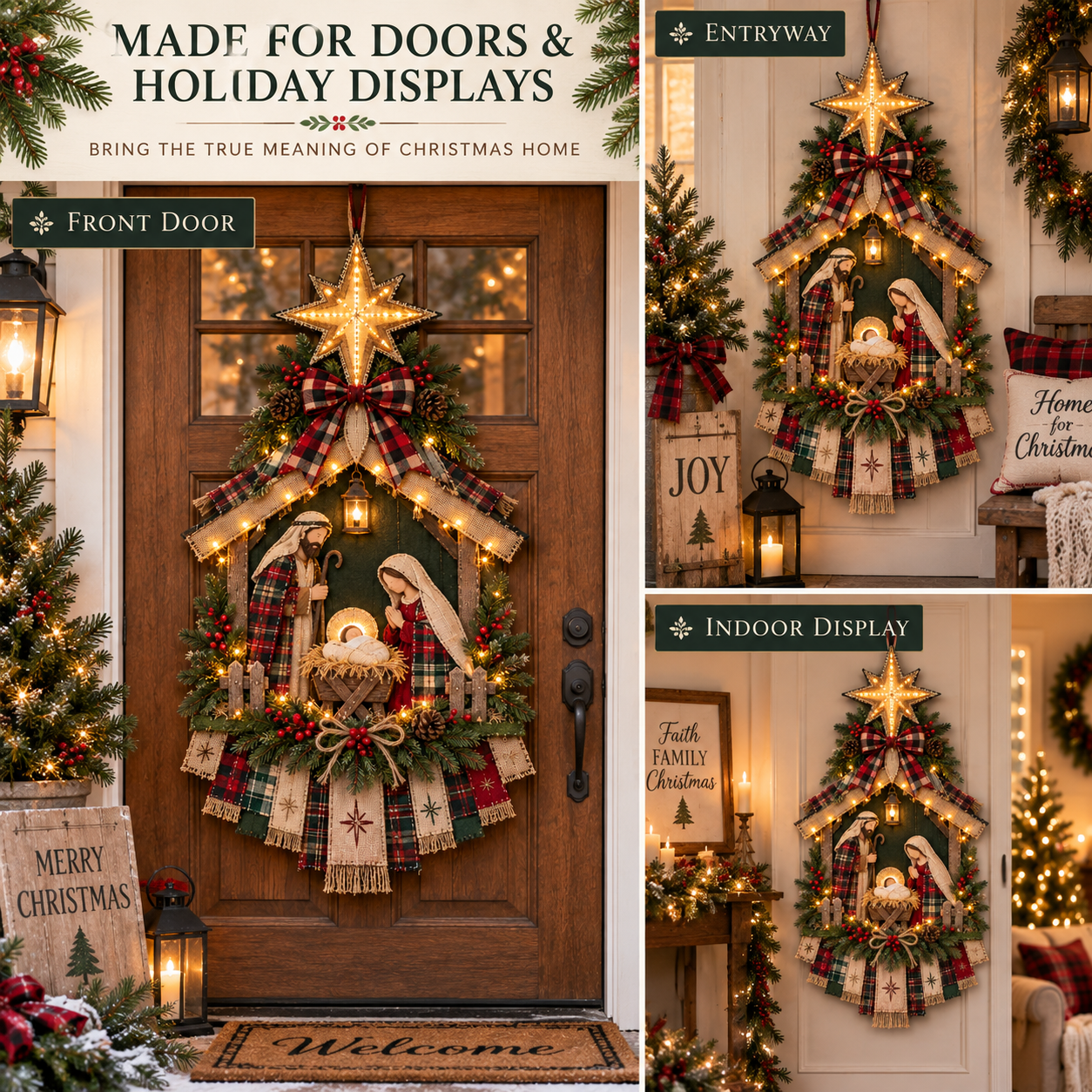 DIY Lighted Christmas Nativity Scene Door Hanging Kit 🎄