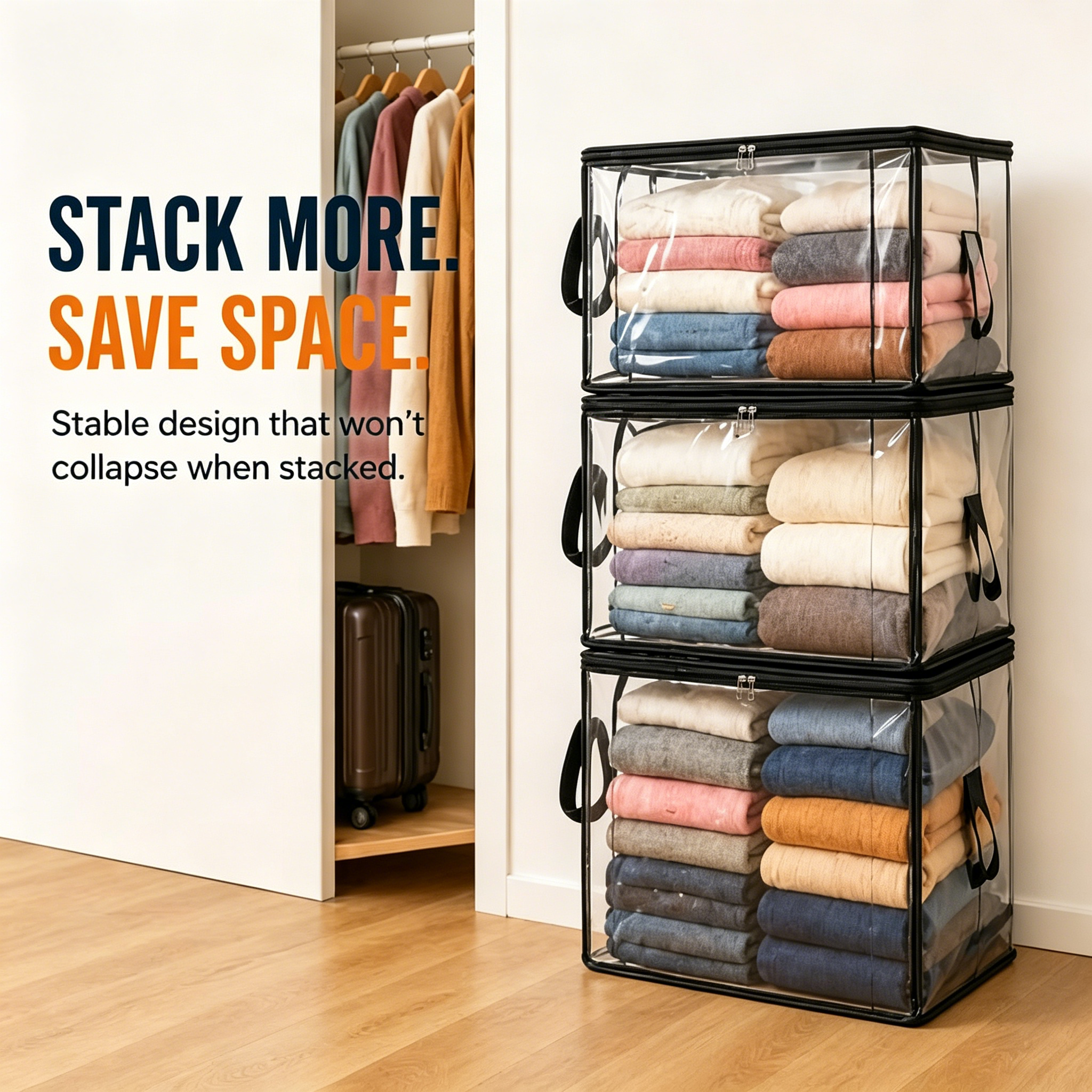 Large Heavy-Duty Thick Plastic Clear Storage Bag for Clothes, Moving & Storage