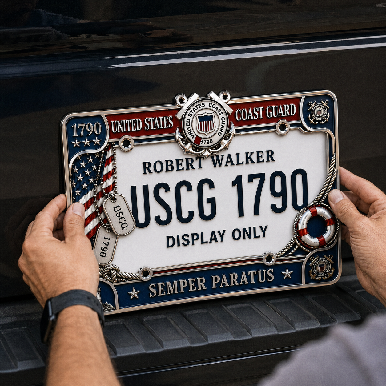U.S. Coast Guard “Semper Paratus” License Plate Frame