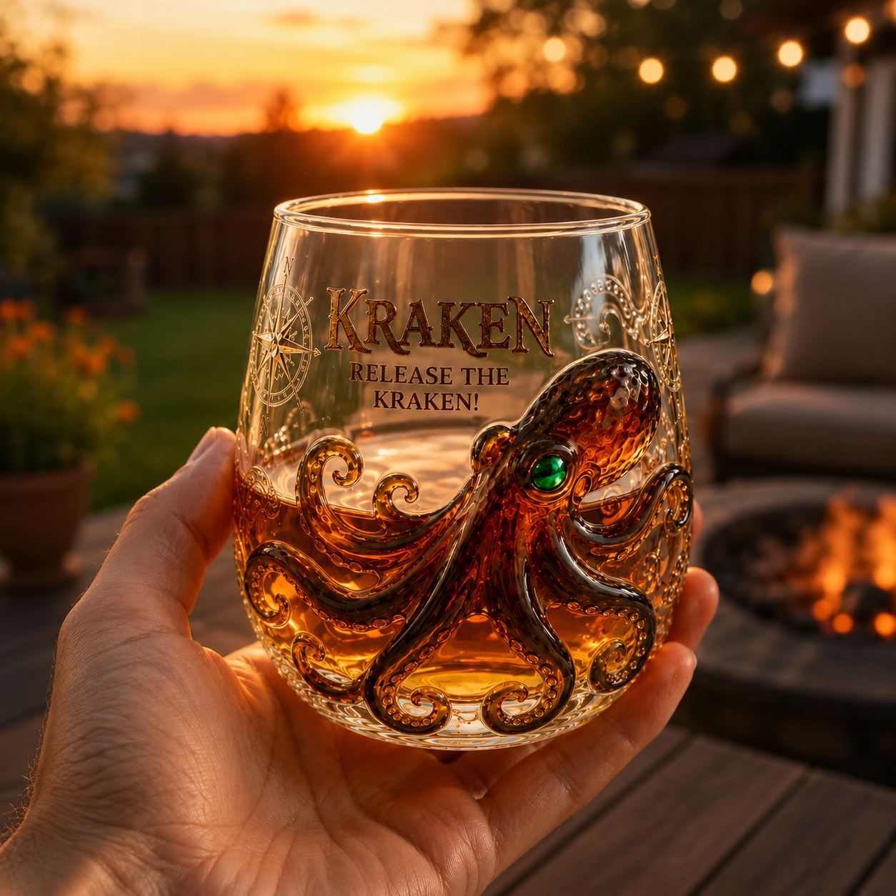 Kraken Octopus Sculpted Glass Tumbler