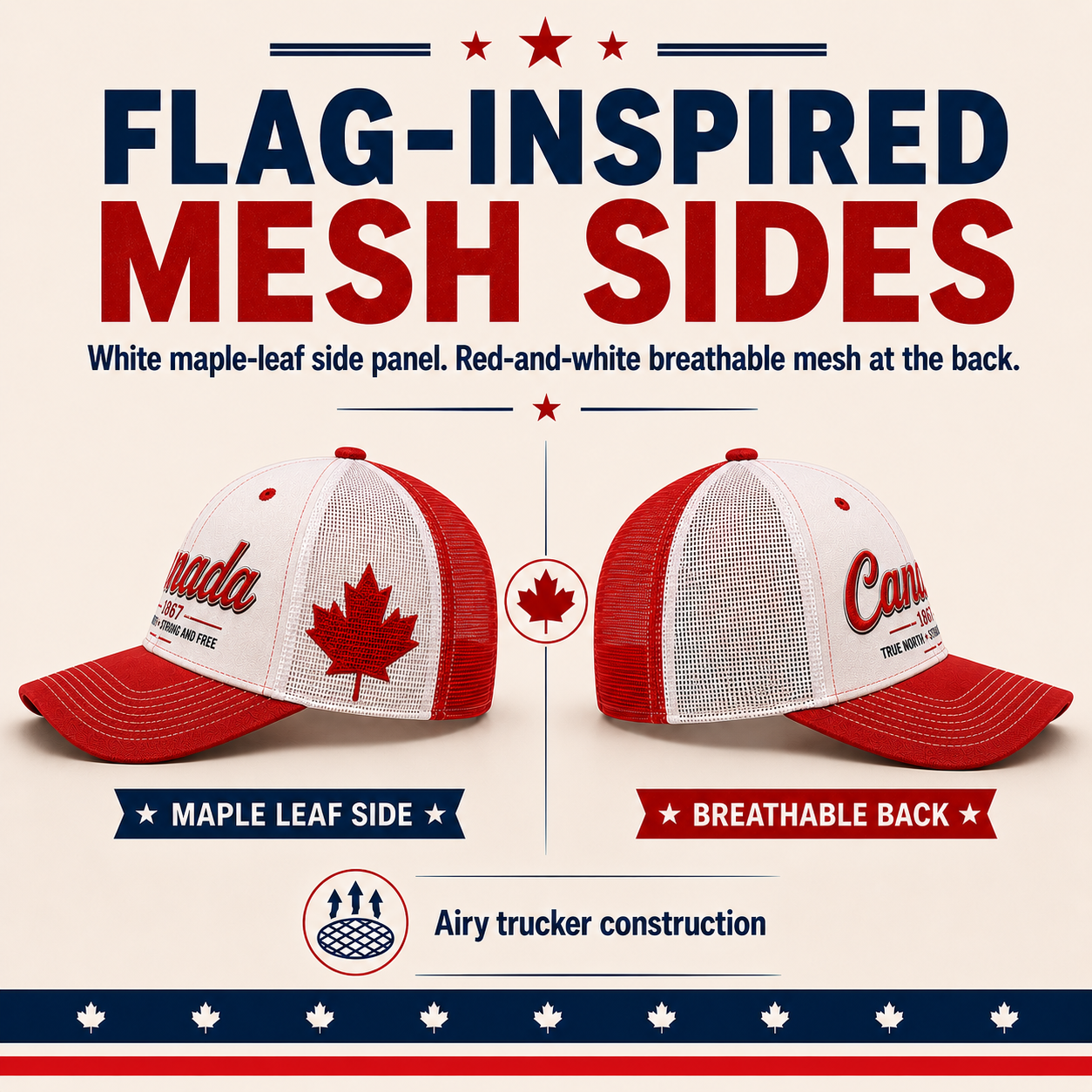 🔥Canada Day Sale - Canada 1867 “True North” Patriotic Trucker Cap